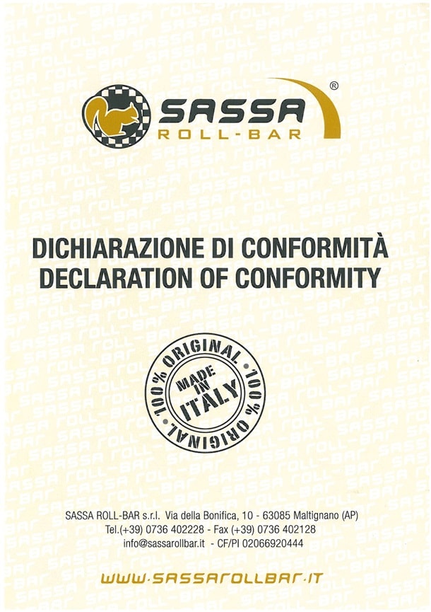 Declaration of Conformity for safety cages